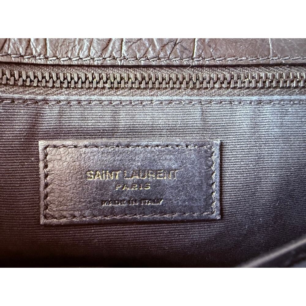 Saint Laurent Niki Medium Croc-Embossed Bag in Black - Picture 9 of 15